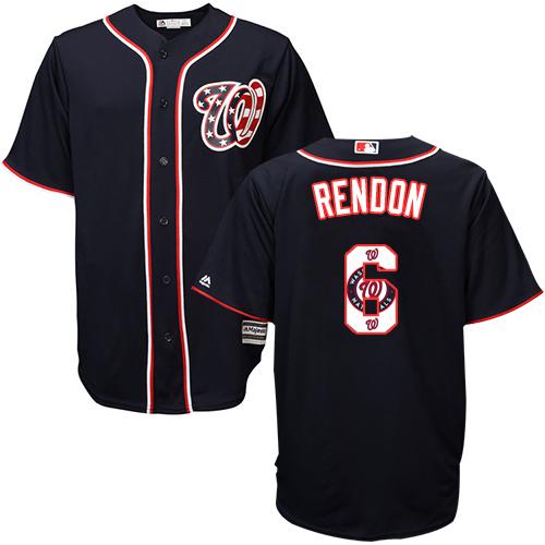 Nationals #6 Anthony Rendon Navy Blue Team Logo Fashion Stitched MLB Jersey